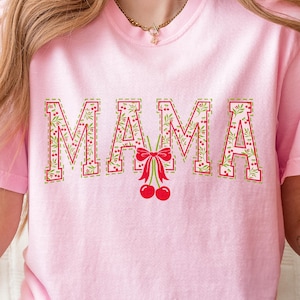 Comfort colors Cherry Mama shirt, Coquette cherry bow mama shirt, Appreciation gift for mom, Mother&#39;s day gift, Cherry lover mom shirt