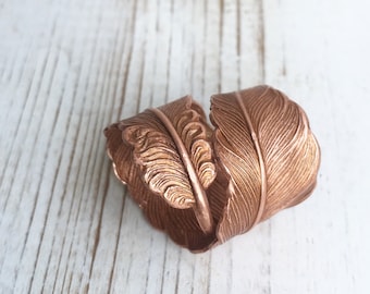 Rose Gold Feather Wrap Ring Adjustable Raven Feather Ring Gift for Him Boyfriend Ring Gift for Her Boho Owl Feather Ring