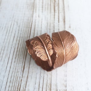 Rose Gold Feather Wrap Ring Adjustable Raven Feather Ring Gift for Him Boyfriend Ring Gift for Her Boho Owl Feather Ring image 1