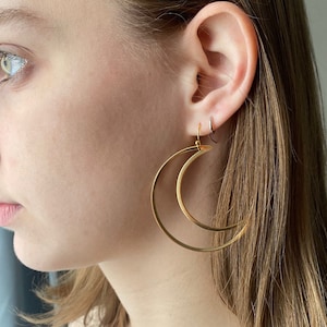 Moon Earrings Extra Large Crescent Moon Earrings Celestial Astronomy Night Sky Boho