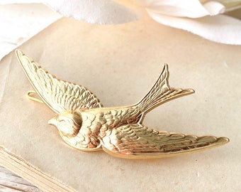 Gold Bird Barrette Bride Bridal Bridesmaid Headpiece Gold Bird Hair Pin Garden Wedding Bird Hair Clip