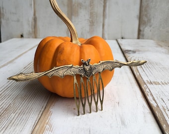 Vintage Bat Hair Comb, Steampunk Halloween Headpiece