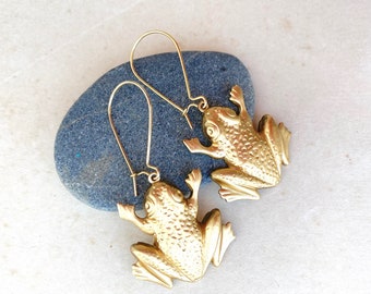 Frog Earrings Good Luck Gold Frog Earrings  Frog and Toad Frog Prince