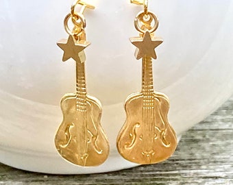 Guitar Earrings Country Western Music Jewelry Rockstar Rock 'n Roll Music Guitar Violin Ukulele