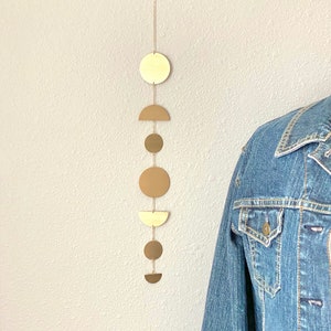 Brass Moon Phase Wall Hanging: Geometric Bohemian Decor