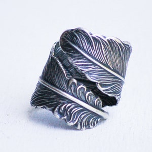 Silver Feather Wrap Ring: Adjustable Boho Style