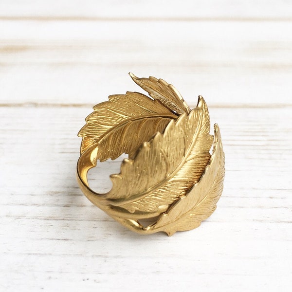 Gold Leaf Ring Gold Branch Ring Woodland Wedding Jewelry Forest Ring Garden Wedding Gift for Him Autumn Leaves Ring Fairy Ring Gift for Her