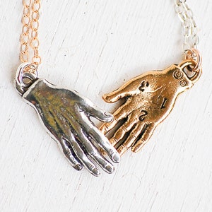 Hand Halskette Silber Hand Amulett Anhänger Gold Hand Halskette Geschenk für ihr Geschenk für ihn rustikale wunderliche Talisman Palmistry Fortune Teller