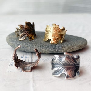 Oak Leaf Ear Cuff Earring Silver Bronze Copper Gold Nature Woodland Forest Rustic Oak-leaf Fairy