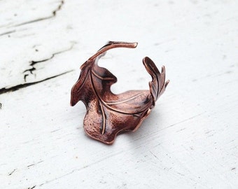 Oak Leaf Ring Copper Oak Leaf Ring Celtic Jewelry Forest Ring Autumn Jewelry Copper Leaf Oak Tree Gift for Her Winter Wedding Gift for Him