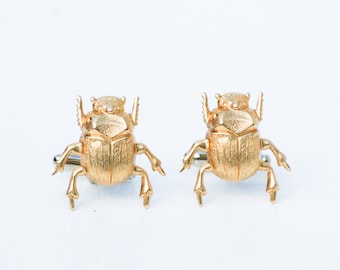 Gold Beetle Cuff Links Vintage Insect Bug Men's Gifts Steampunk Cufflinks Wedding Groom Forest Woodland Gift for Dad Woodland Garden Wedding