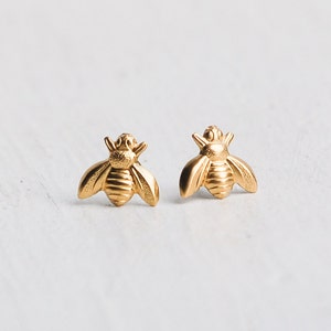 Bee Earrings Gold Bee Earrings Bumblebee Earrings Honeybee Earrings Woodland Wedding Garden Wedding Gold Bees image 7