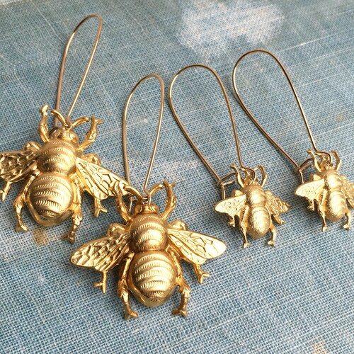 Queen Bee Queen Bee Earrings Gold Little Bumblebee Drop Earrings Honeybee Drop Earrings Honeybee Earrings Handcrafted Jewels Bumblebee