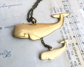 Mama Whale Necklace Orca Whale Necklace Baby Orca Necklace Nautical Sailor Ocean Necklace Mother & Child Necklace Gift for Mom