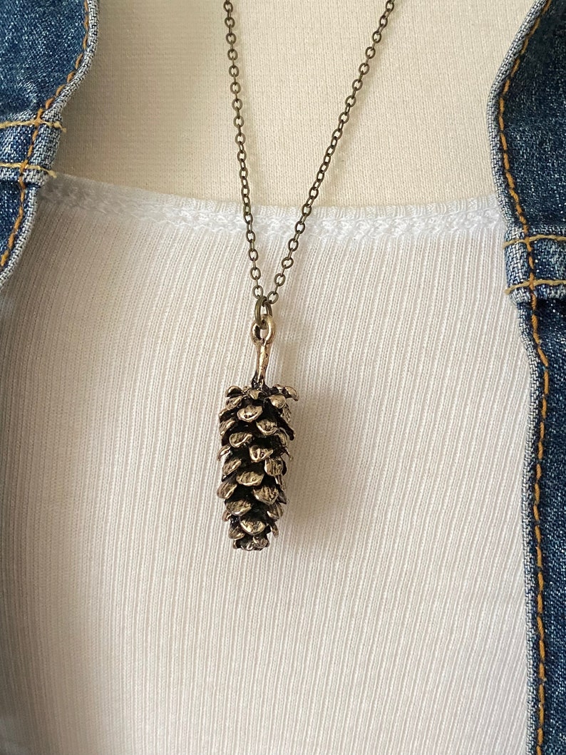 Pine Cone Necklace Large Pinecone Pendant Rustic Woodland Jewelry image 7