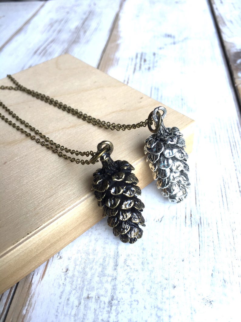 Pine Cone Necklace Large Pinecone Pendant Rustic Woodland Jewelry image 10