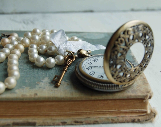 Pearls of TIME Pocket Watch Necklace Steam Punk Vintage Style Etsy