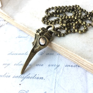 Plague Doctor Bird Mask Necklace Raven Skull Silver Bird Skull Goth Jewelry Steampunk