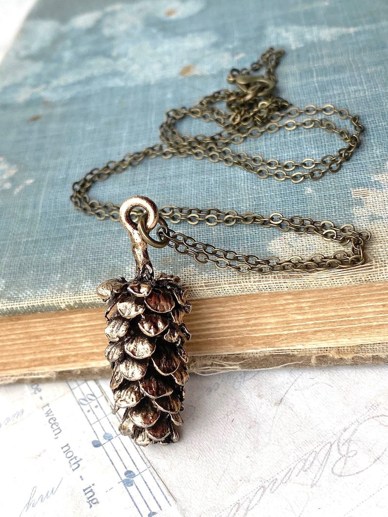 Pine Cone Necklace Large Pinecone Pendant Rustic Woodland Jewelry image 1