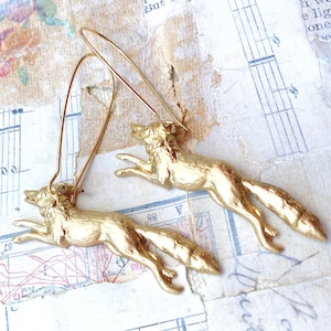 Oorbellen vos bosvos oorbellen goud vos boswolf oorbellen vintage running fox coyote oorbellen