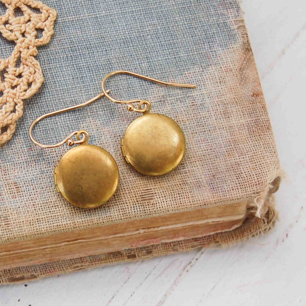 Locket Earrings Gold Locket Earrings Secret Message Bohemian Locket Jewelry Gift for Her Bridesmaid Gift