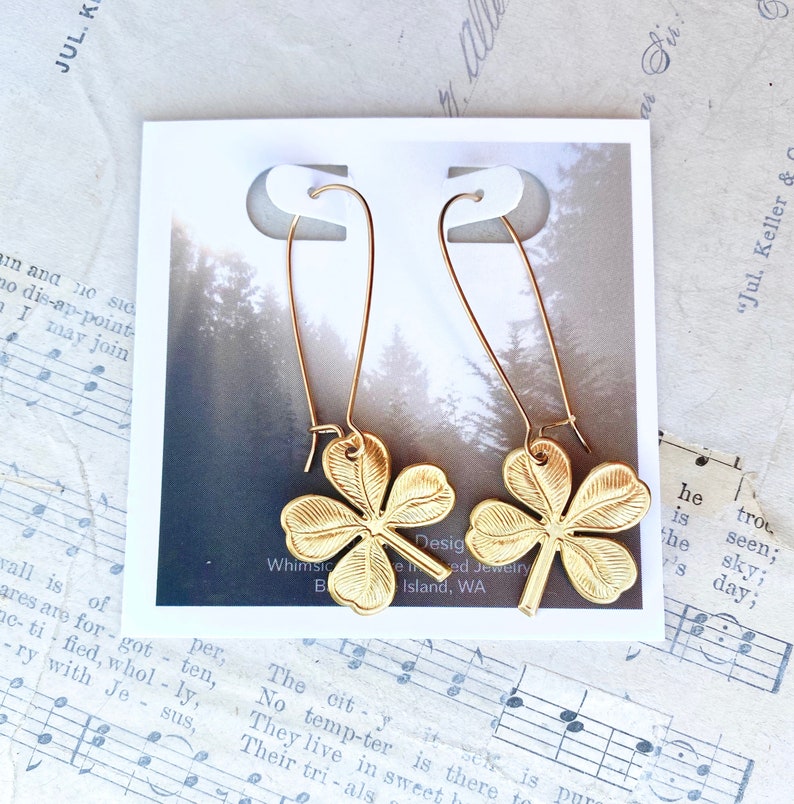 Lucky Shamrock Earrings St. Patrick's Day Earrings Four Leaf Clover Earrings Celtic Earrings Irish Earrings Good Luck Jewelry Lucky Charms image 7