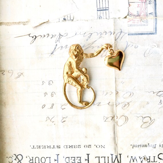 Monkey Love Monkey Brooch Brass Monkey Funky Monkey Tie Tack