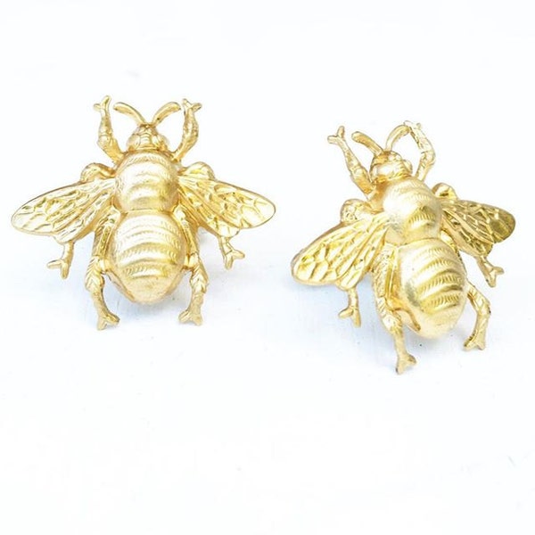 Bee Cuff Link Gold Bee Cuff Links Bumblebee Cufflinks Insect Bug Jewelry Gift for Him Steampunk Bee Woodland Wedding Honeybee Cuffs