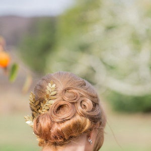 Gold Leaf Hair Comb,Gold Fern Hair Comb,Bridal Hair,Gold Leaf, Gold Branch Hair,Woodland Wedding,Nature Bridal Hair,Fairy Wedding,Woodland image 8