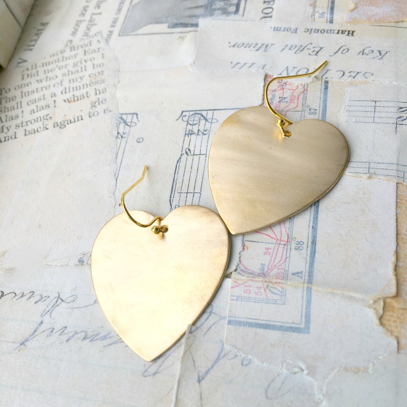 Big Heart Earrings Valentine Gold Heart Earrings Gift for Her Etsy