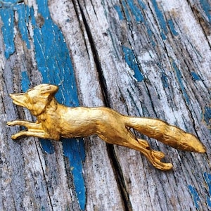 Fox Brooch Fox Tie Tack Gold Fox Pin Woodland Wedding Forest Fox Wolf Tie Tack Vintage Brass Fox