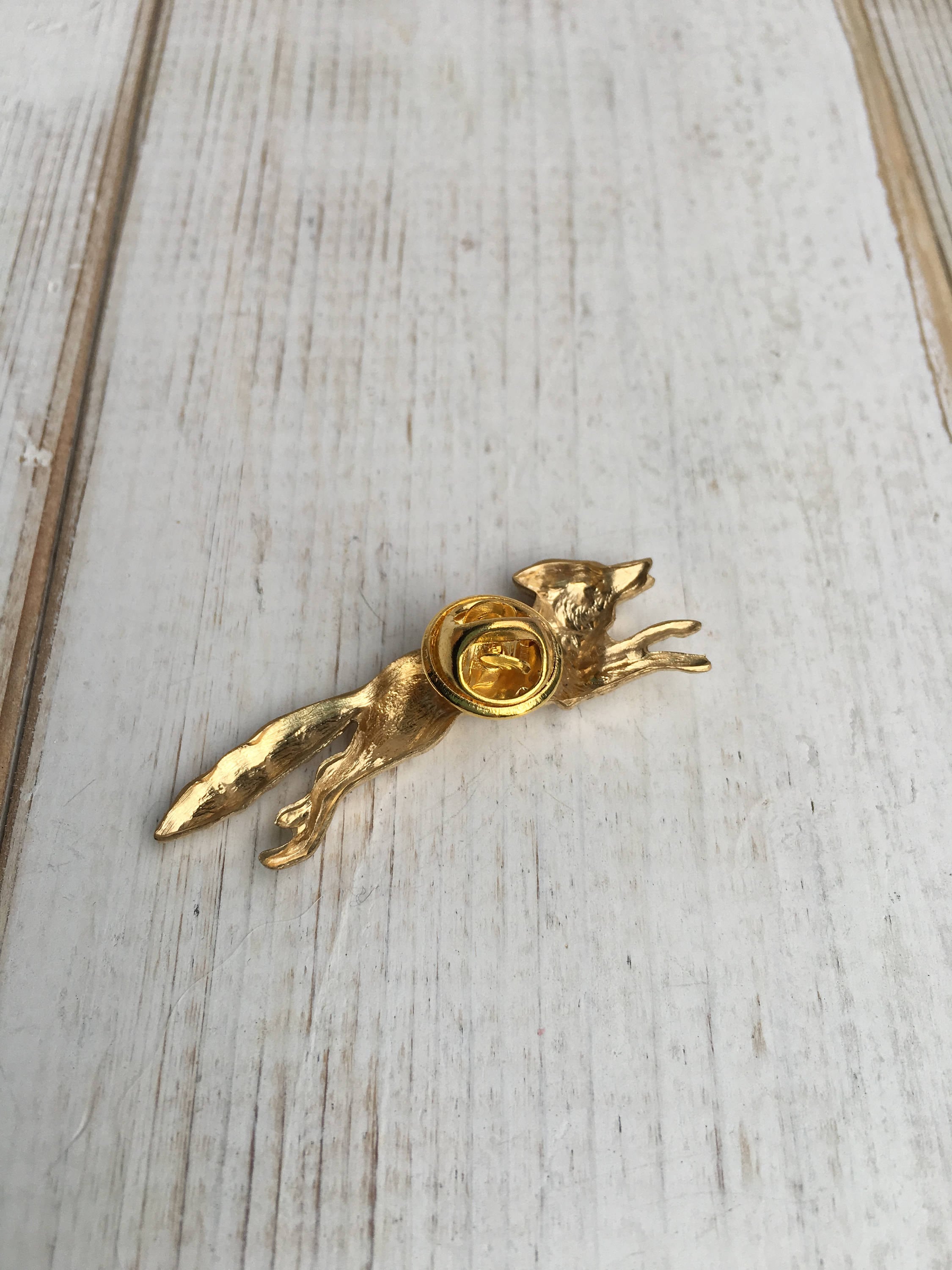 Épingle à Cravate « Renard » En Or 18K - Bijou Vintage Occasion En Très Bon état - Accessoire élégant Pour Homme - Sans Marque