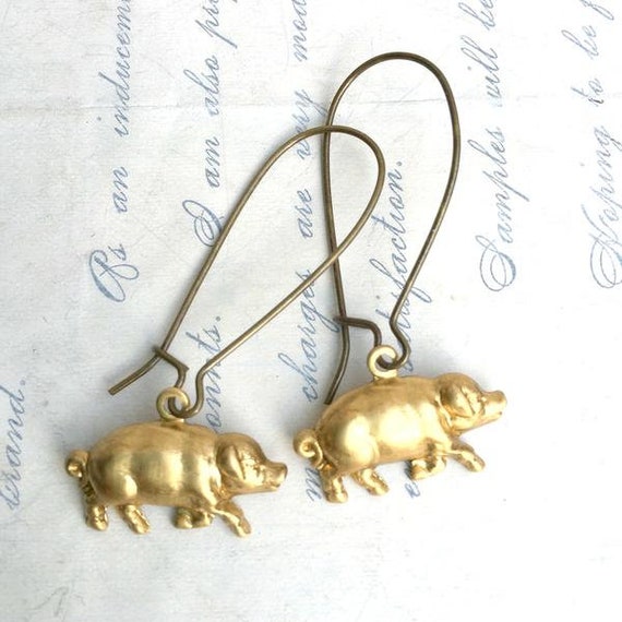 Gold pig best sale earrings