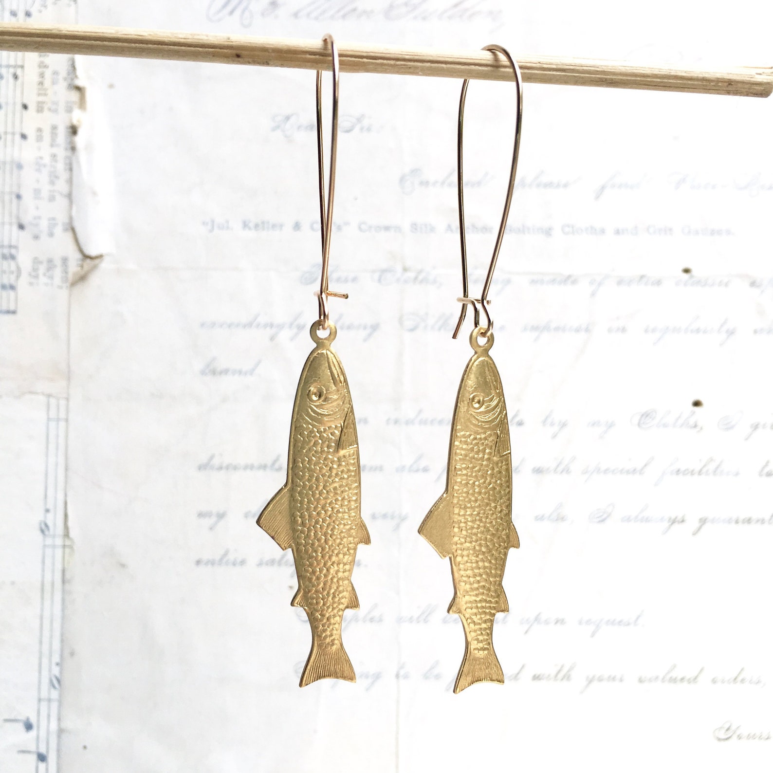 Gold Fish Earrings Salmon Fishing Earrings Gift for Her Fish Etsy