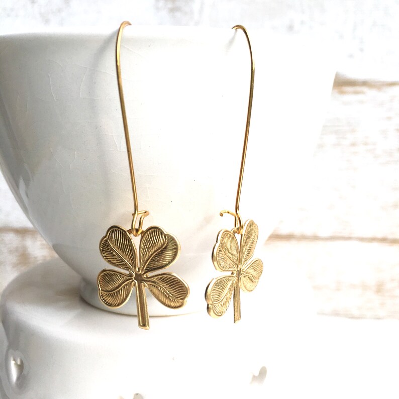 Lucky Shamrock Earrings St. Patrick's Day Earrings Four Leaf Clover Earrings Celtic Earrings Irish Earrings Good Luck Jewelry Lucky Charms image 5