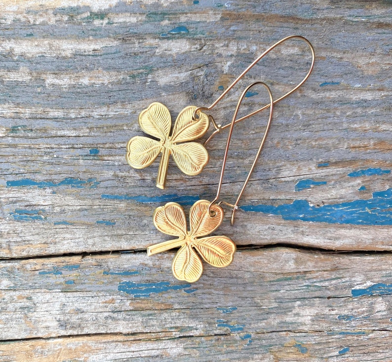 Lucky Shamrock Earrings St. Patrick's Day Earrings Four Leaf Clover Earrings Celtic Earrings Irish Earrings Good Luck Jewelry Lucky Charms image 2