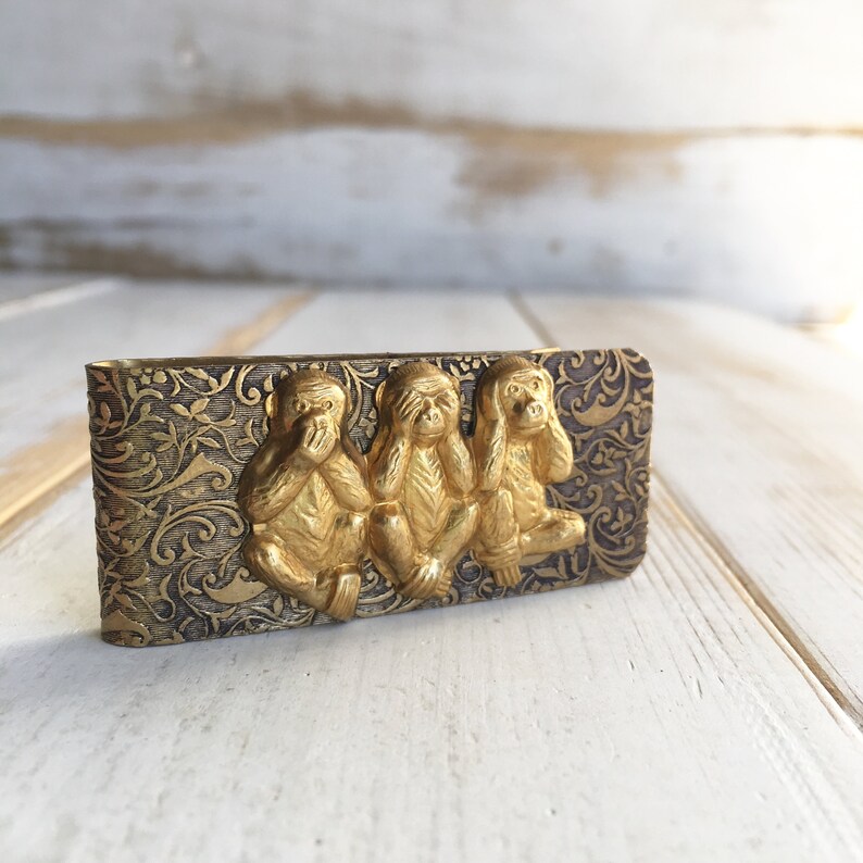 Brass Monkey Money Clip Men/'s Money Clip Antiqued Gold Antiqued Silver Brass Monkey Speak See Hear No Evil Three Wise Monkeys Gift for Him