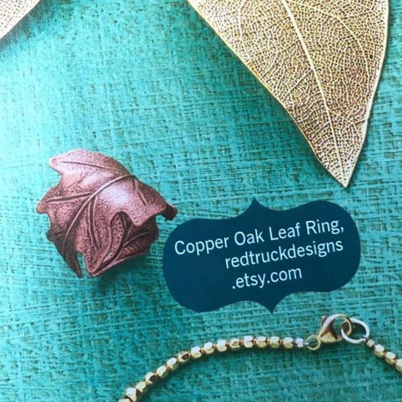 Oak Leaf Ring Copper Oak Leaf Ring Celtic Jewelry Forest Ring Autumn Jewelry Copper Leaf Oak Tree Gift for Her Winter Wedding Gift for Him image 3