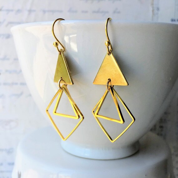 Triangle Earrings Geometric Earrings Triangle Earrings Square