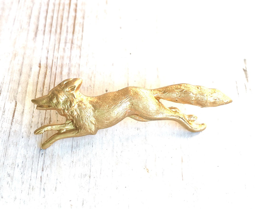 Fox Brooch Fox Tie Tack Gold Fox Pin Woodland Wedding Rabbit Pin Wolf ...