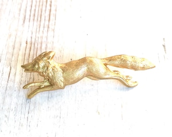 Gold Fox Tie Tack: Vintage Brass Lapel Pin, Woodland Wedding