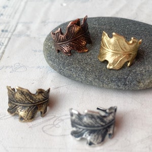 Oak Leaf Ear Cuff Earring Silver Bronze Copper Gold Nature Woodland Forest Rustic Oak-leaf Fairy image 9