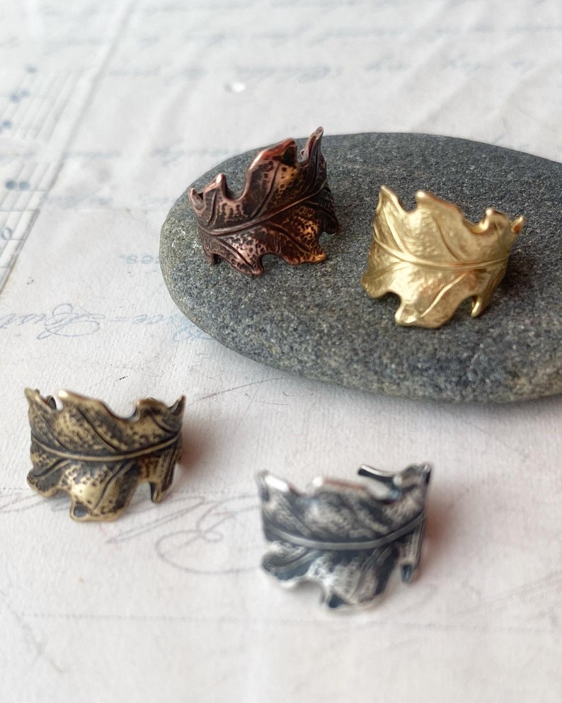 Oak Leaf Ear Cuff Earring Silver Bronze Copper Gold Nature Woodland Forest Rustic Oak-leaf Fairy image 9