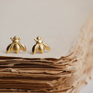 Bee Earrings Gold Bee Earrings Bumblebee Earrings Honeybee Earrings Woodland Wedding Garden Wedding Gold Bees image 2