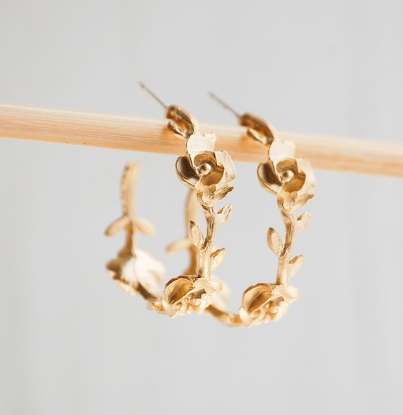 Tiny Rose Gold Open Hoop Earrings – LettersToSarah Metalsmithing