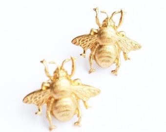 Bee Earrings Gold Bee Stud Earrings Bumblebee Earrings Honeybee Woodland Wedding Bridesmaid Gift Bee Jewelry Gift for Her Garden Insect