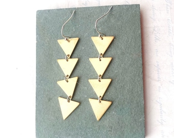 Triangle  Earrings Geometric Cascading Earrings Mixed Metal Earrings Bohemian Earrings Long Statement Earrings