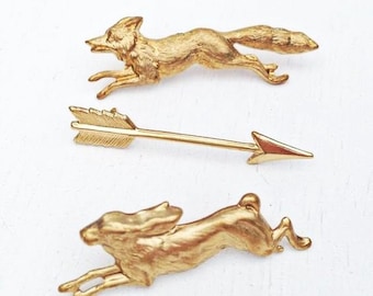 Gold Kaninchen Brosche: Vintage Stil Hase Brosche, Waldhochzeit