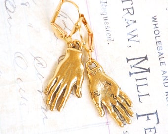 Gold Hand Earrings Gold Hand Jewelry,Whimsical Earrings,Bohemian,Horror Macabre,Costume Halloween