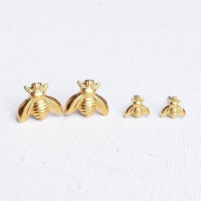 Bee Earrings Gold Bee Earrings Bumblebee Earrings Honeybee Earrings Woodland Wedding Garden Wedding Gold Bees image 4